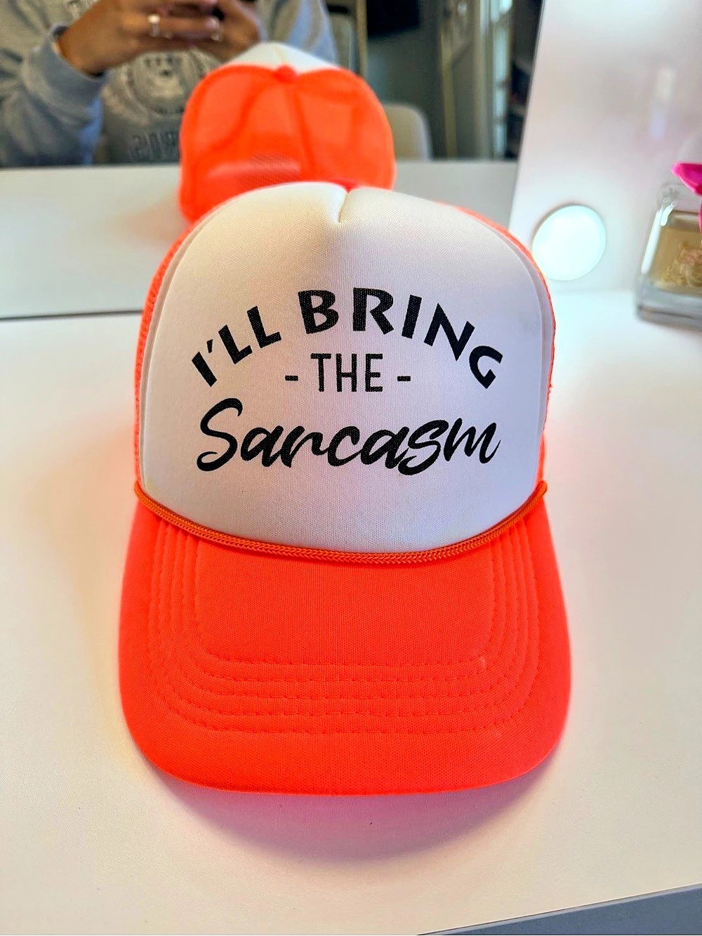 I'll Bring The Sarcasm Trucker Hat Orange & White Like New